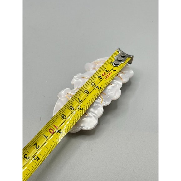 Pearlescent Hair Barrette Seashell Design Gold Accents Vintage Hair Accessories - Picture 7 of 7